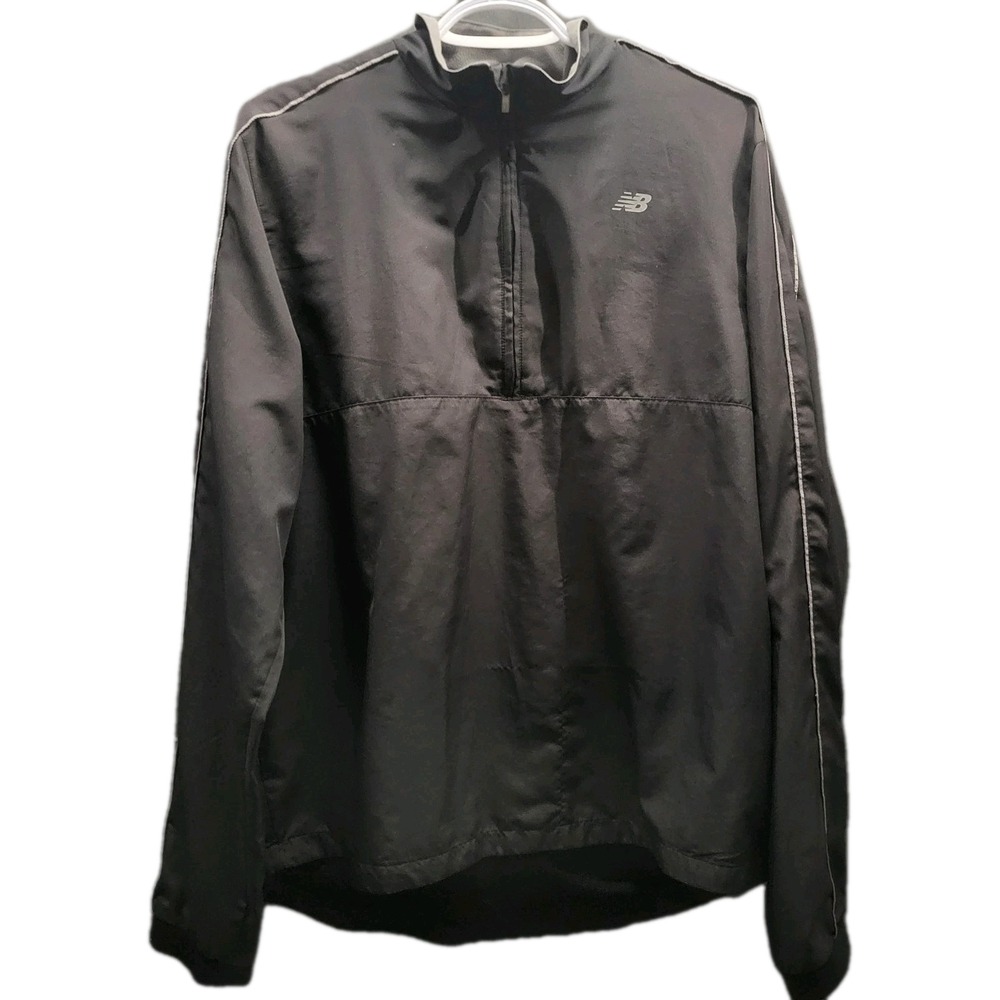New Balance Jacket Mens Large Black Windbreaker Mesh Lined Water Resistant